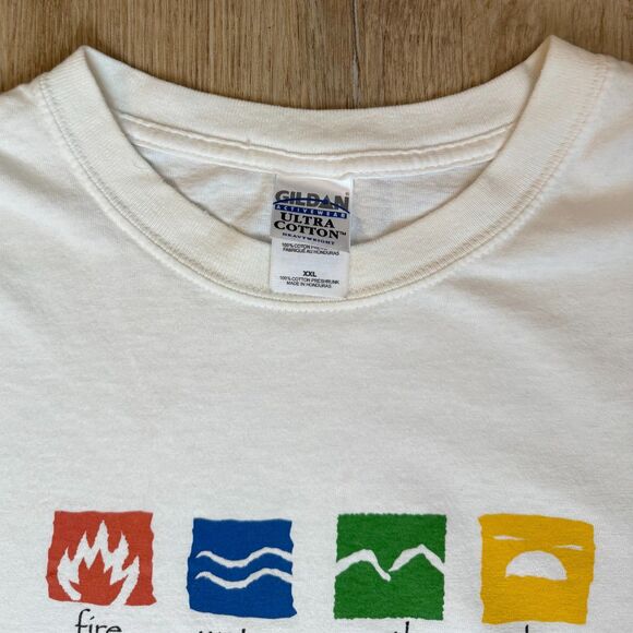 Gildan Elemental Symbols JW Marriott Phoenix Tee White XXL Fire Water Earth Sky - Picture 2 of 6